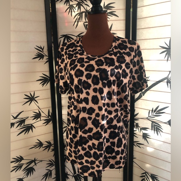 Losturban Leopard Print Athletic Short Sleeve Shirt Plus Size XXL - Picture 9 of 13